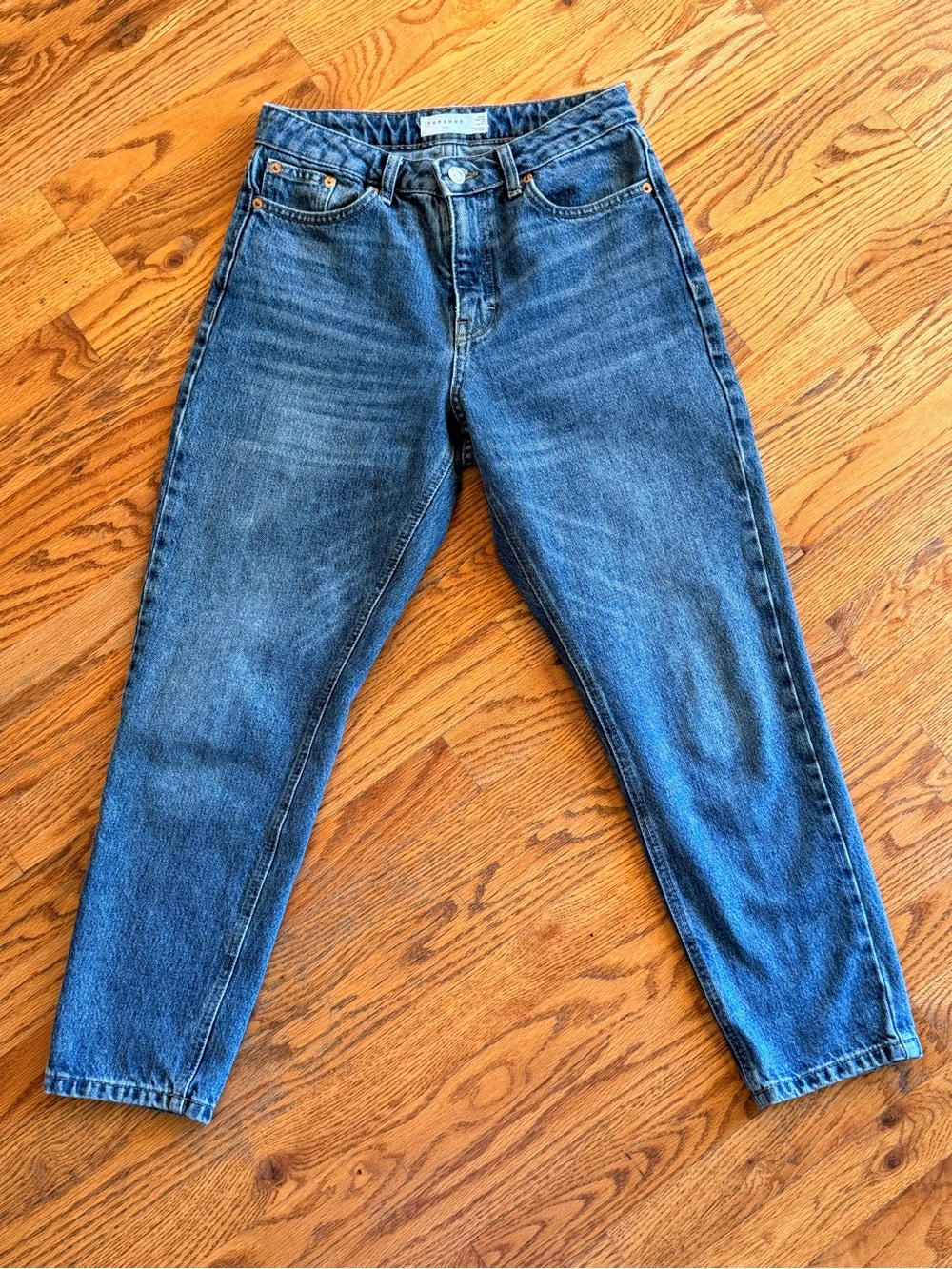 Topshop Mom Jeans Petite W28 High Rise Tapered Denim